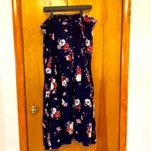 Torrid Navy Blue and Floral Maxi Skirt